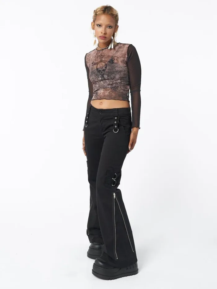 Clothing Minga London Cargo Black Rave Zip Pants
