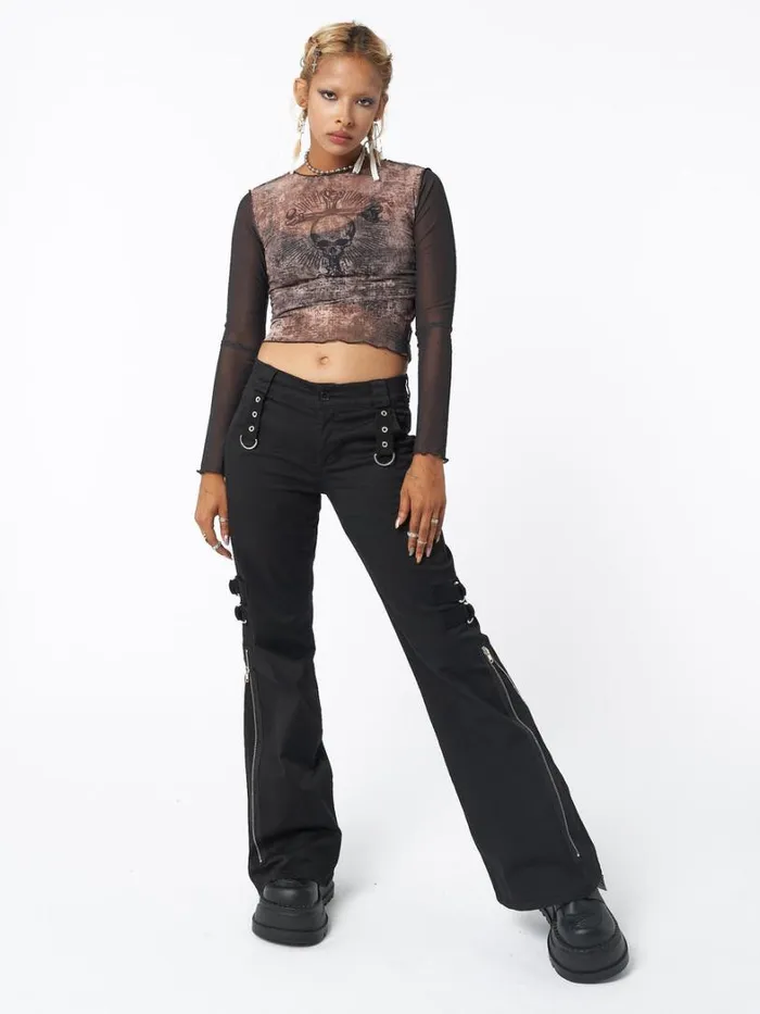 Clothing Minga London Cargo Black Rave Zip Pants
