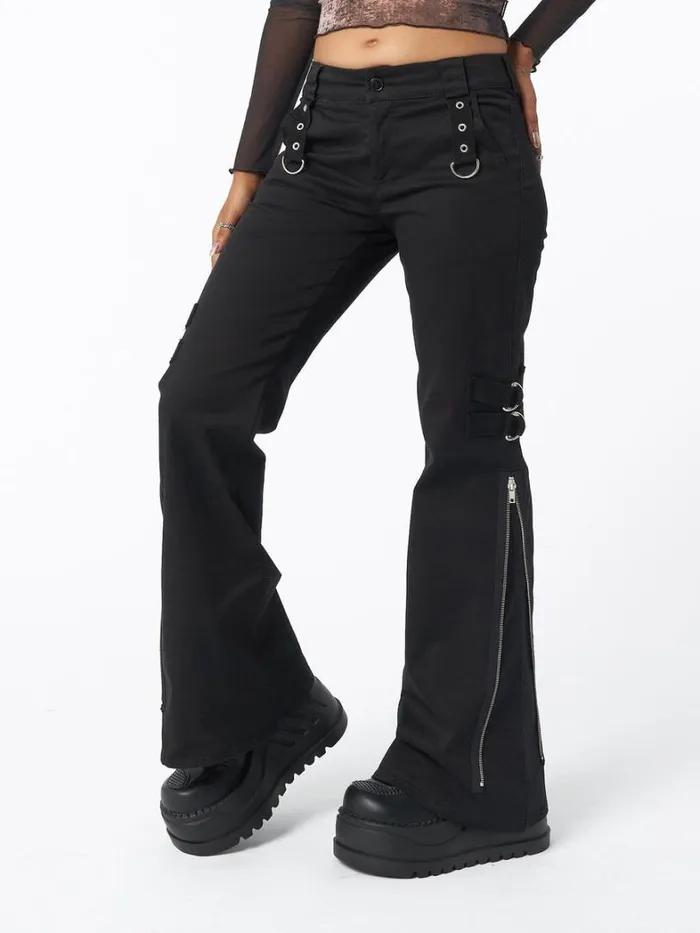 Clothing Minga London Cargo Black Rave Zip Pants