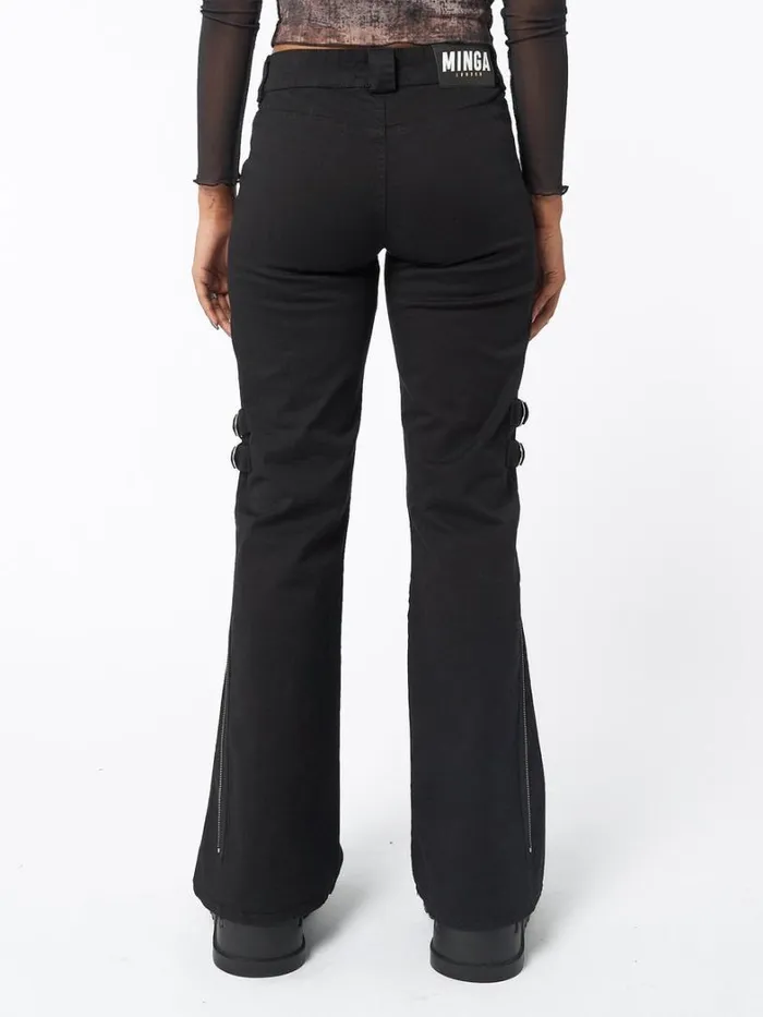 Clothing Minga London Cargo Black Rave Zip Pants
