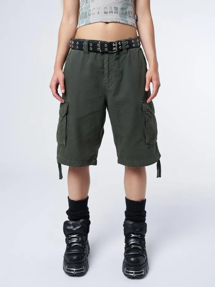 Clothing Minga London Cargo Issa Green Long Cargo Shorts