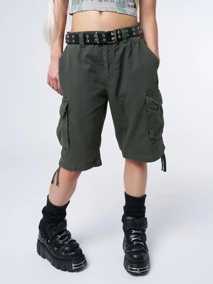 Clothing Minga London Cargo Issa Green Long Cargo Shorts