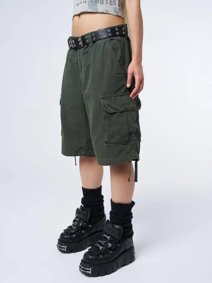 Clothing Minga London Cargo Issa Green Long Cargo Shorts