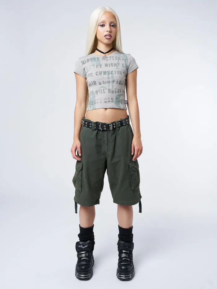 Clothing Minga London Cargo Issa Green Long Cargo Shorts
