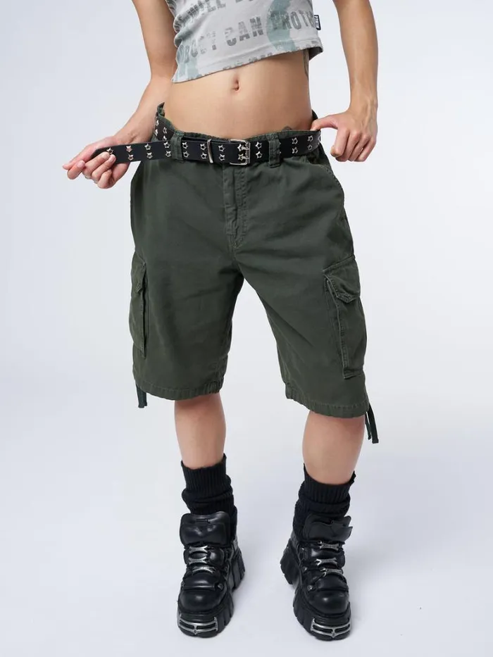 Clothing Minga London Cargo Issa Green Long Cargo Shorts