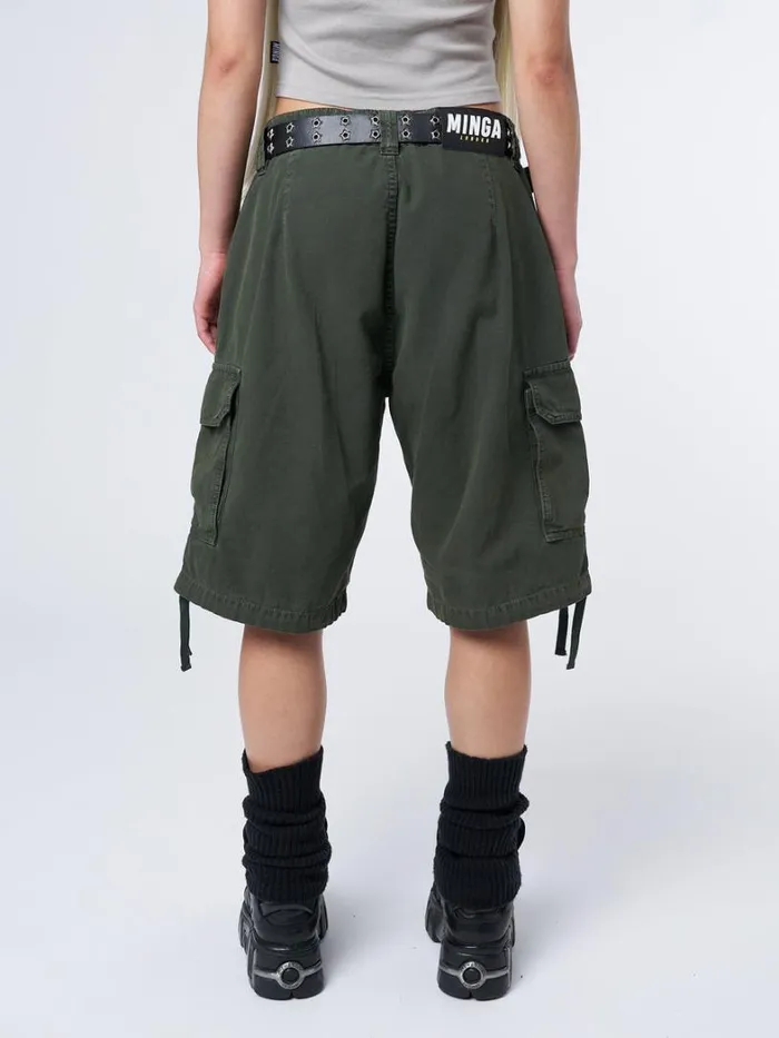Clothing Minga London Cargo Issa Green Long Cargo Shorts