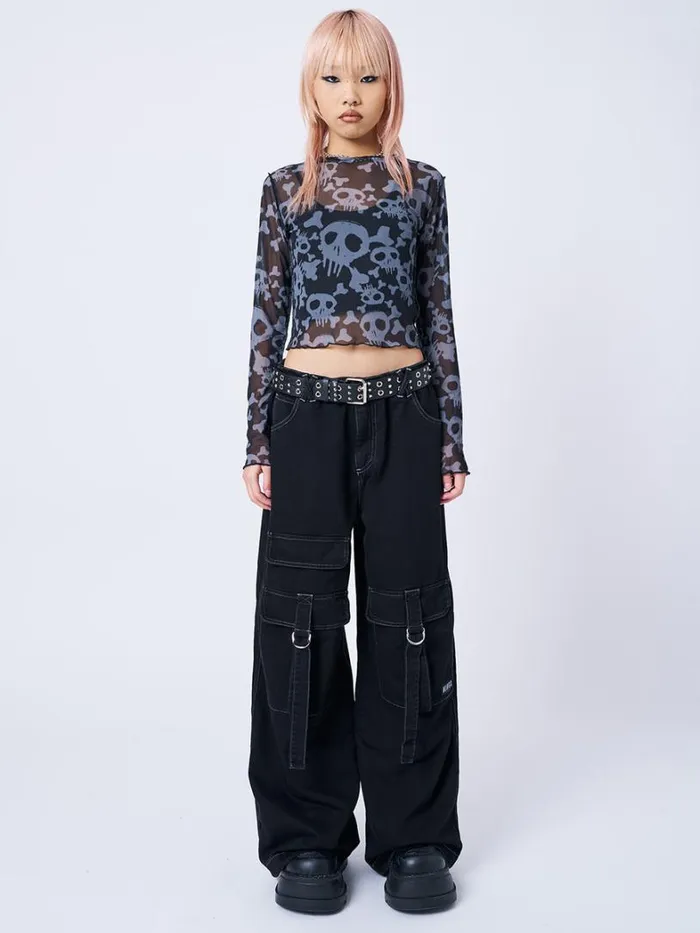 Clothing Minga London Cargo Tyra Black Utility Pockets Pants