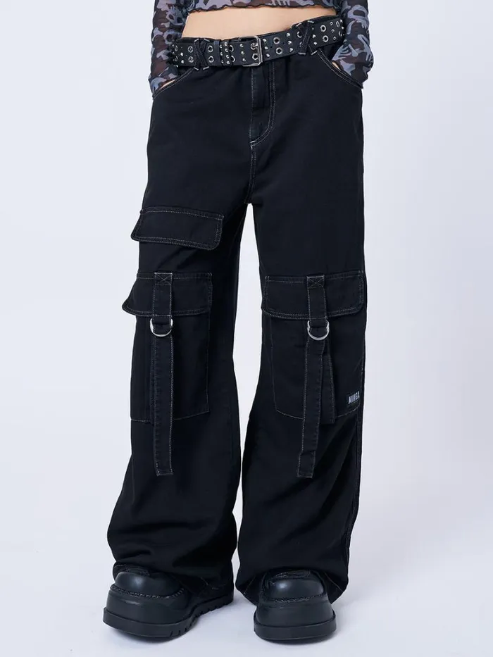 Clothing Minga London Cargo Tyra Black Utility Pockets Pants