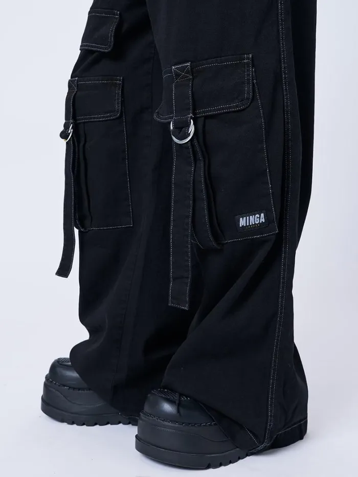 Clothing Minga London Cargo Tyra Black Utility Pockets Pants