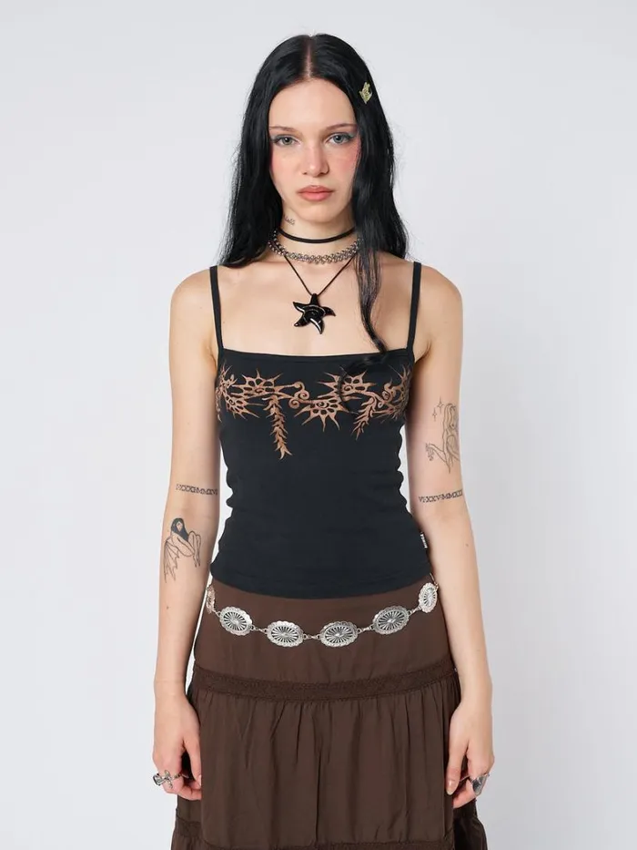 Clothing Minga London Crop Tops Coralia Graphic Cami Top