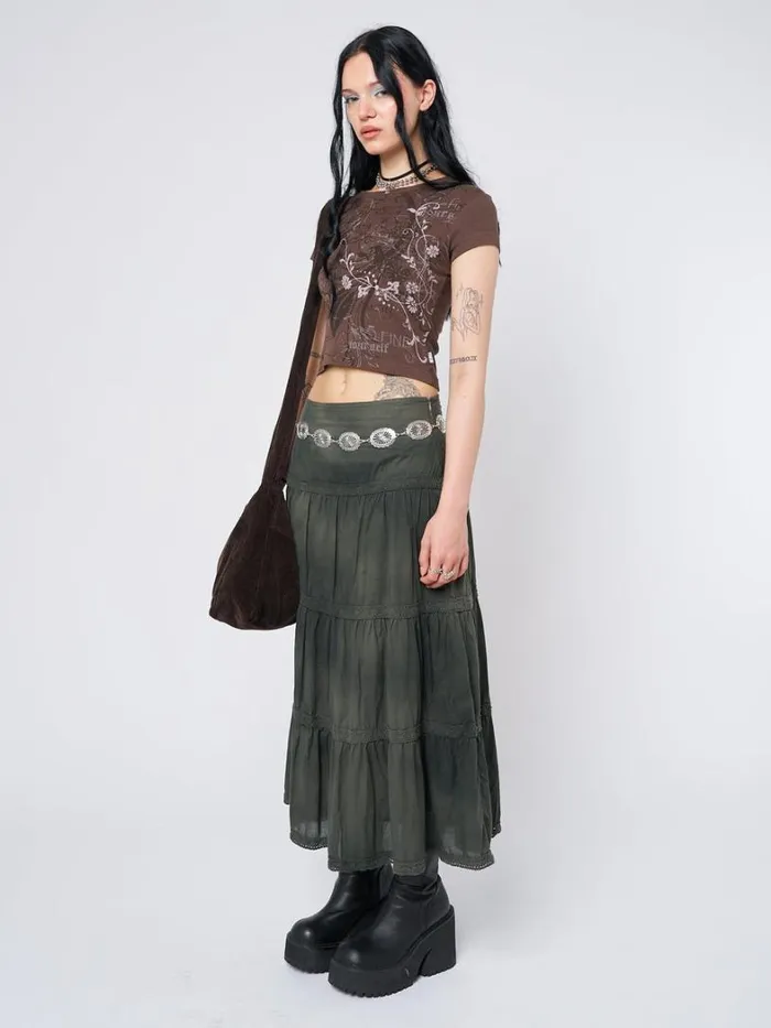 Clothing Minga London Crop Tops Find Yourself Brown Graphic Baby Tee