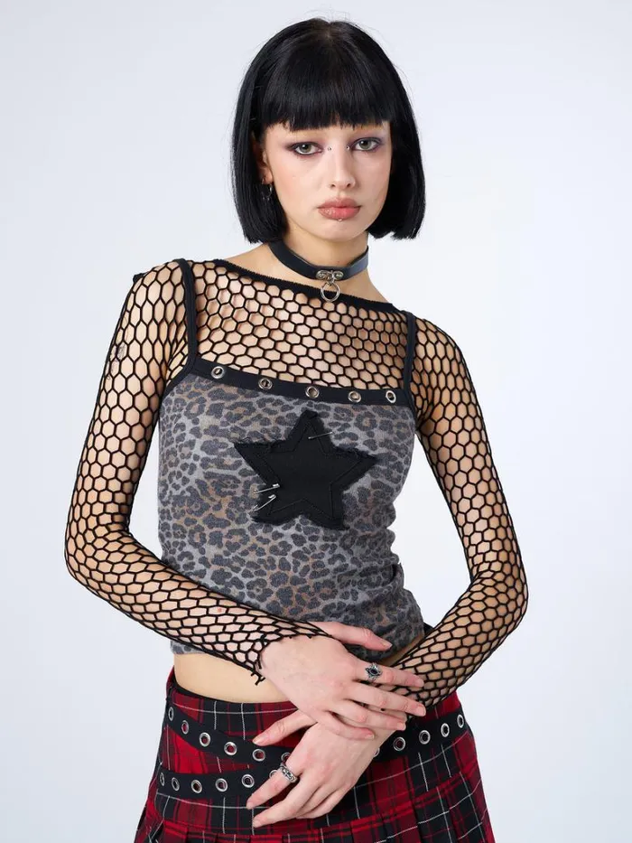 Clothing Minga London Crop Tops Nancy Leopard Print Cami Top