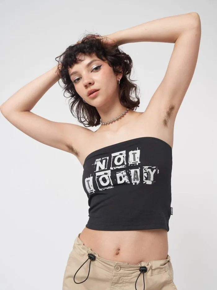 Clothing Minga London Crop Tops Not Today Black Tube Top