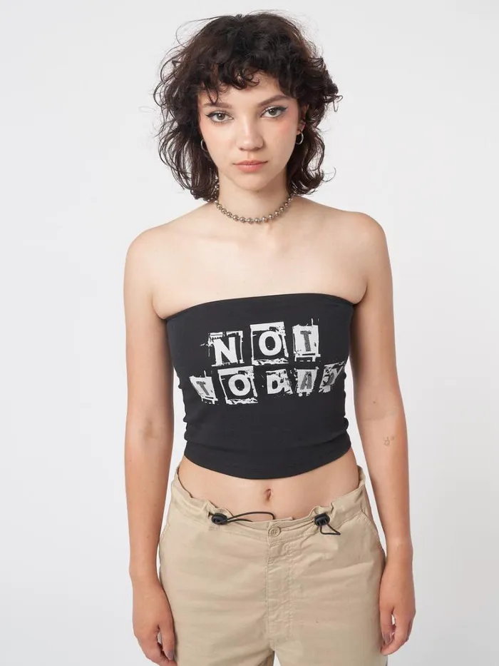 Clothing Minga London Crop Tops Not Today Black Tube Top