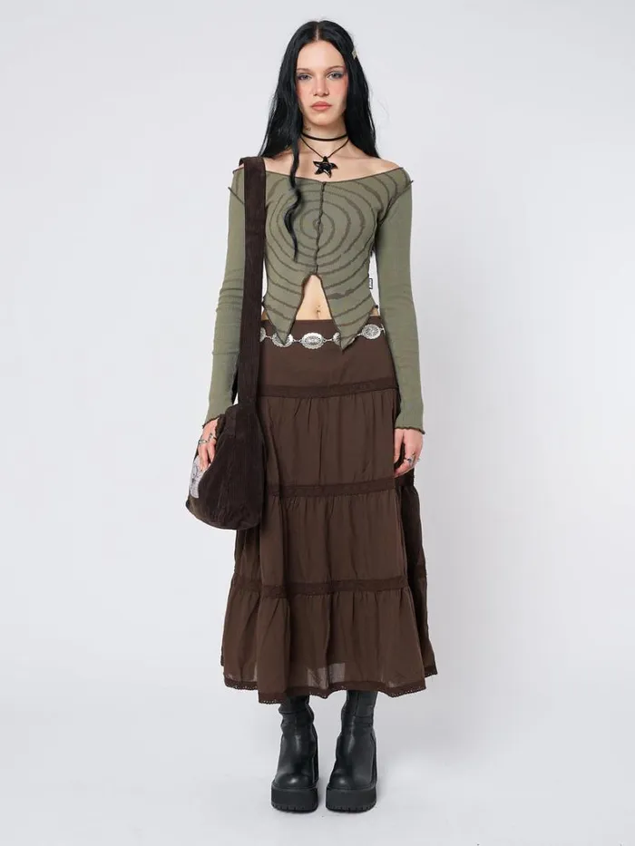 Clothing Minga London Crop Tops Tranceum Green Asymmetrical Top