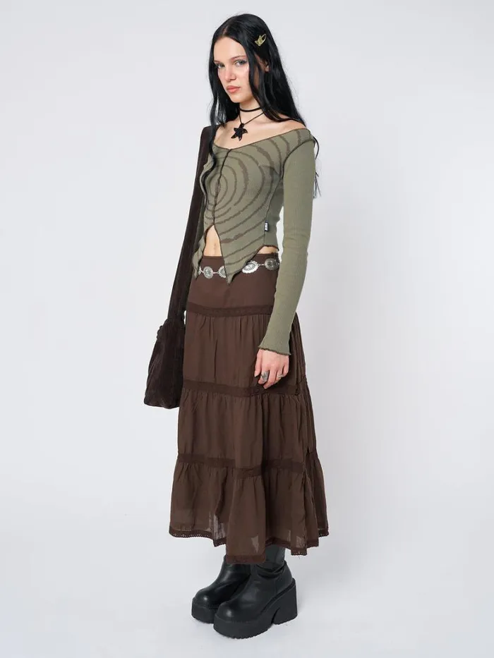 Clothing Minga London Crop Tops Tranceum Green Asymmetrical Top