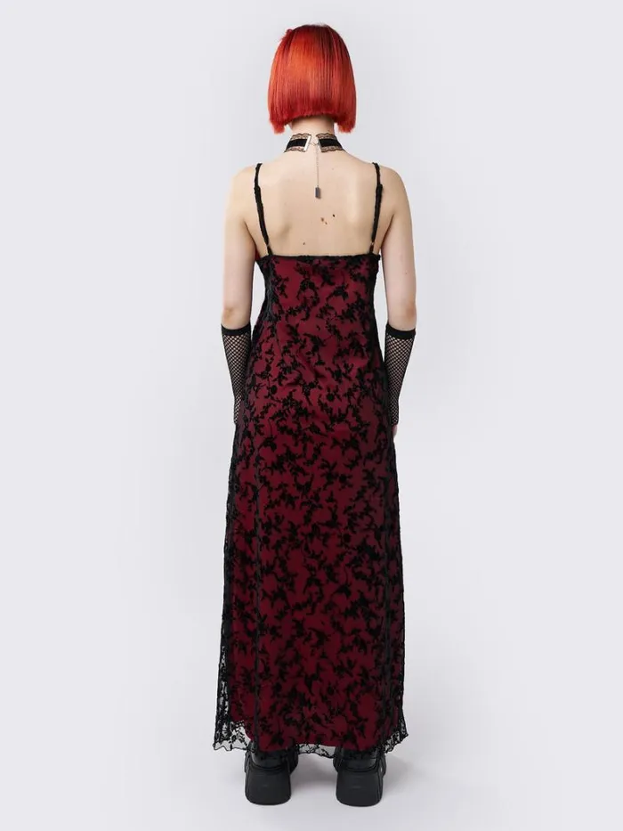 Clothing Minga London Dresses Titania Red Mesh Maxi Dress