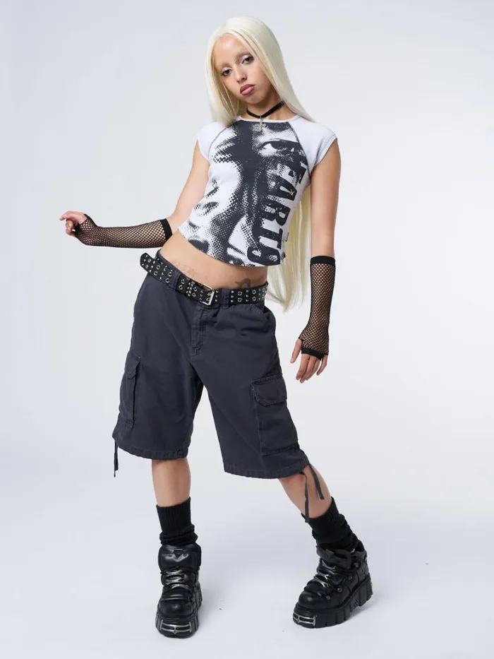 Clothing Minga London Graphic Tees Illusion Graphic Capped Sleeves Tee