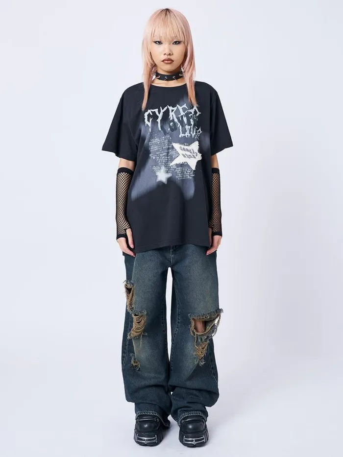 Clothing Minga London Graphic Tees Lost Lover Black Graphic Tshirt