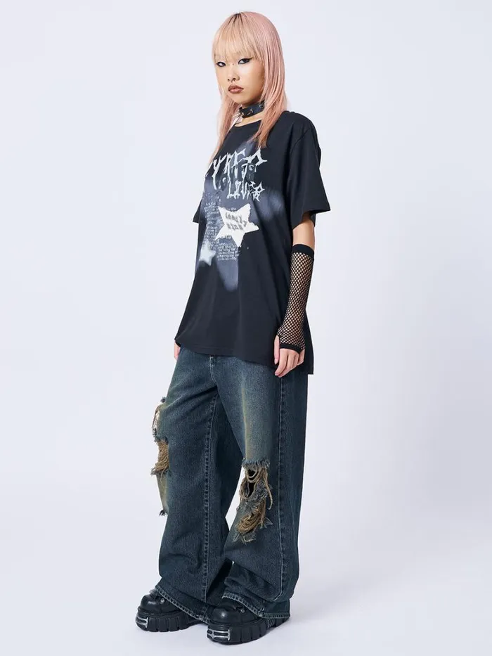 Clothing Minga London Graphic Tees Lost Lover Black Graphic Tshirt
