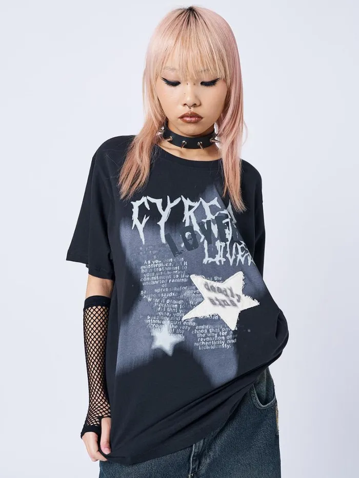 Clothing Minga London Graphic Tees Lost Lover Black Graphic Tshirt