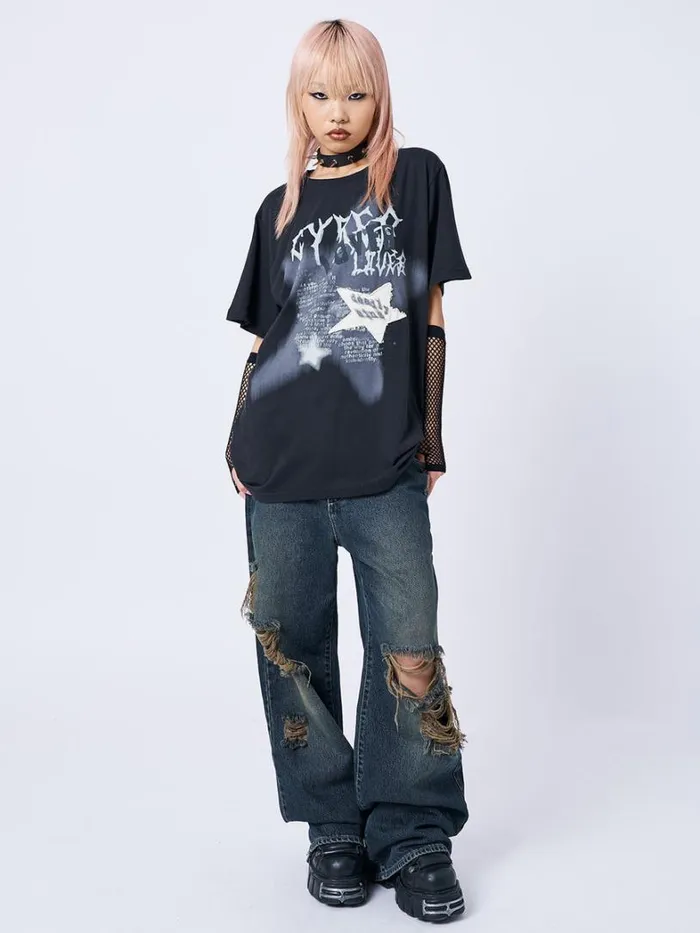 Clothing Minga London Graphic Tees Lost Lover Black Graphic Tshirt