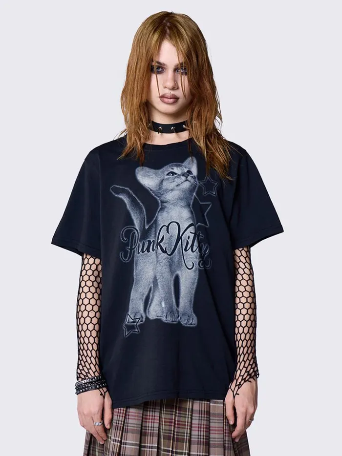 Clothing Minga London Graphic Tees Punk Kitty Graphic Tshirt