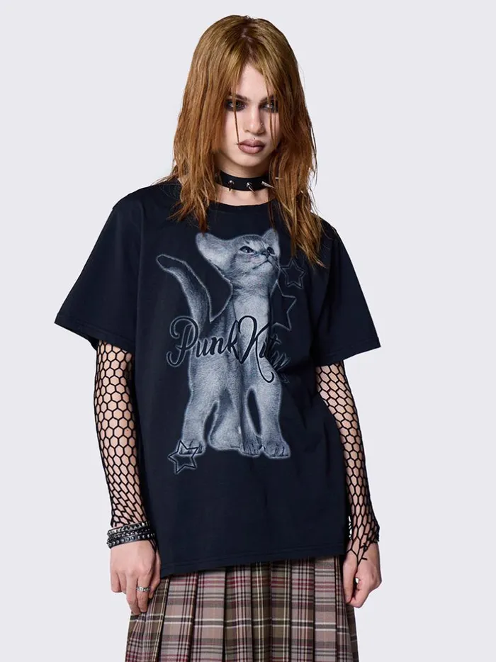 Clothing Minga London Graphic Tees Punk Kitty Graphic Tshirt