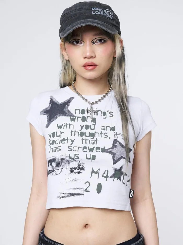 Clothing Minga London Graphic Tees Society Star Graphic Baby Tee