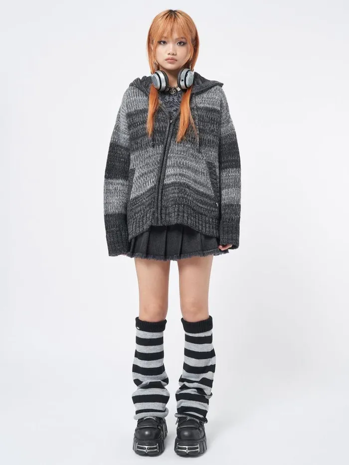 Clothing Minga London Jackets Carbon Oversized Knitted ZipUp Hoodie