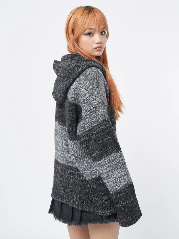 Clothing Minga London Jackets Carbon Oversized Knitted ZipUp Hoodie