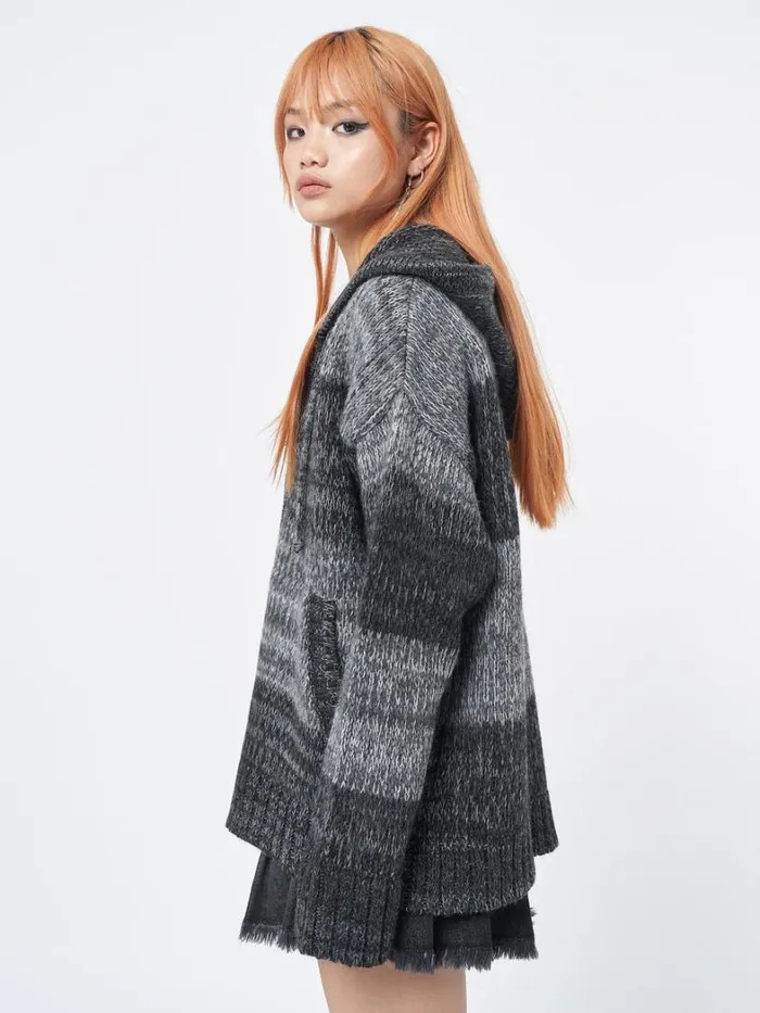 Clothing Minga London Jackets Carbon Oversized Knitted ZipUp Hoodie