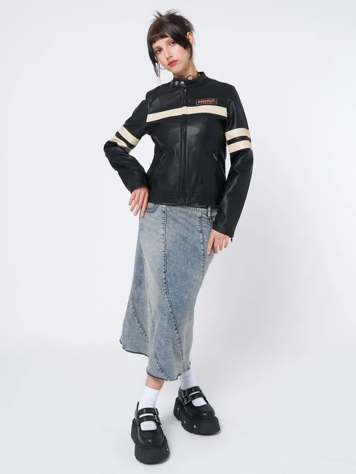 Clothing Minga London Jackets Chiara Black Vegan Racer Jacket