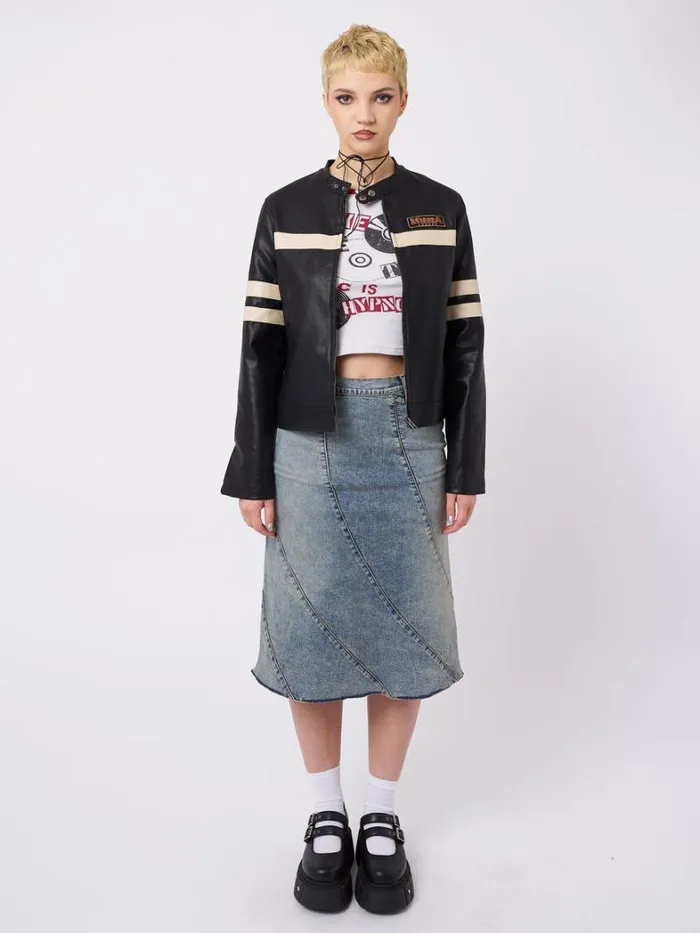 Clothing Minga London Jackets Chiara Black Vegan Racer Jacket