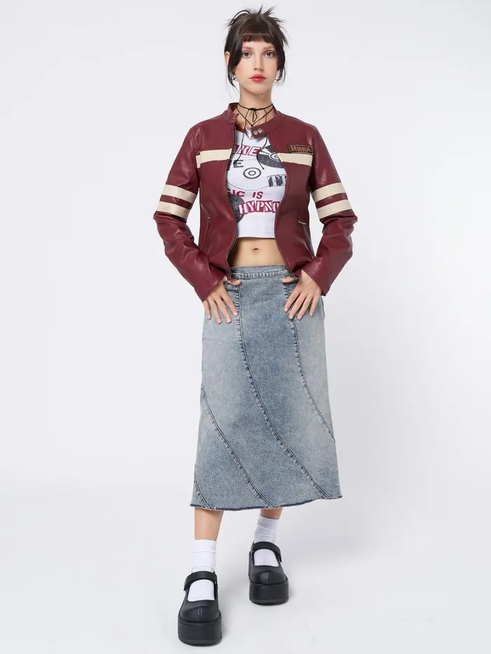 Clothing Minga London Jackets Chiara Red Vegan Racer Jacket