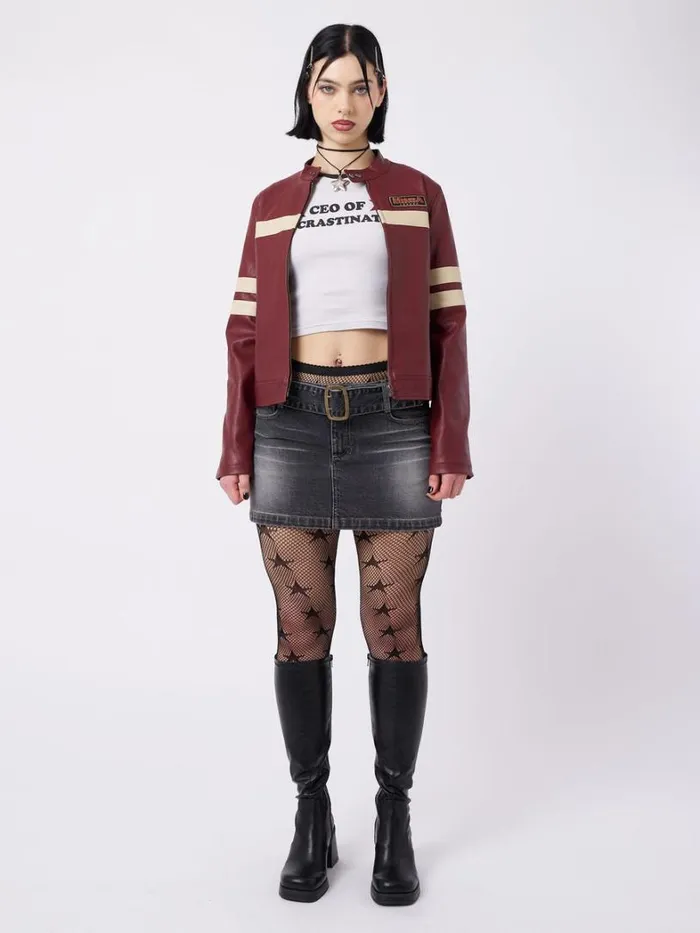 Clothing Minga London Jackets Chiara Red Vegan Racer Jacket