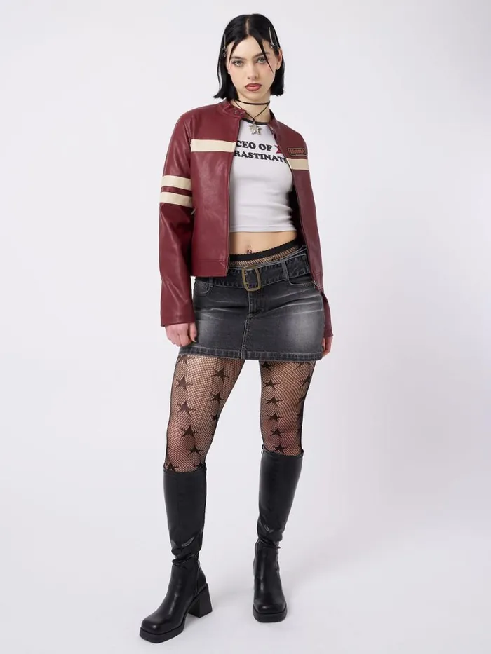 Clothing Minga London Jackets Chiara Red Vegan Racer Jacket