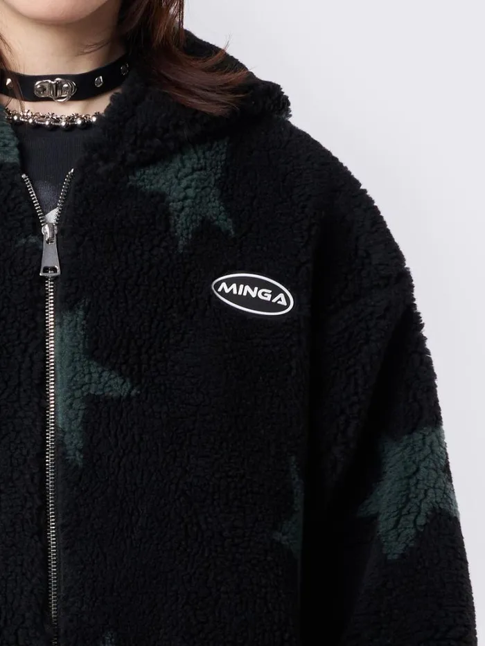 Clothing Minga London Jackets Fallen Star Fleece Zip Up Hooded Jacket