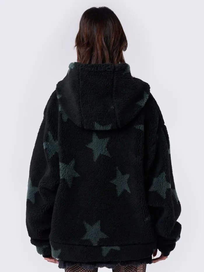 Clothing Minga London Jackets Fallen Star Fleece Zip Up Hooded Jacket