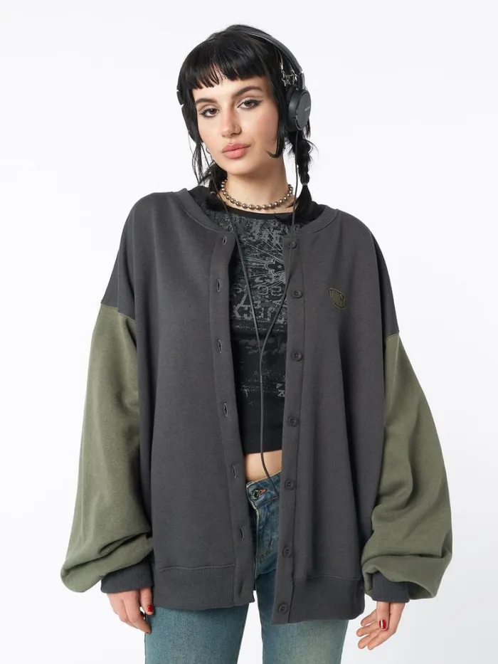 Clothing Minga London Jackets Ivy Black Green Oversized Bomber Jacket