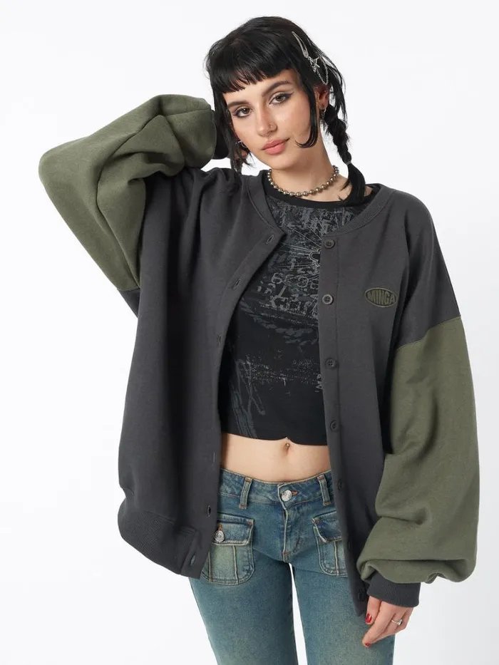 Clothing Minga London Jackets Ivy Black Green Oversized Bomber Jacket