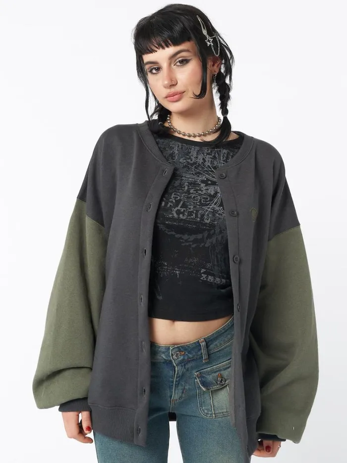 Clothing Minga London Jackets Ivy Black Green Oversized Bomber Jacket