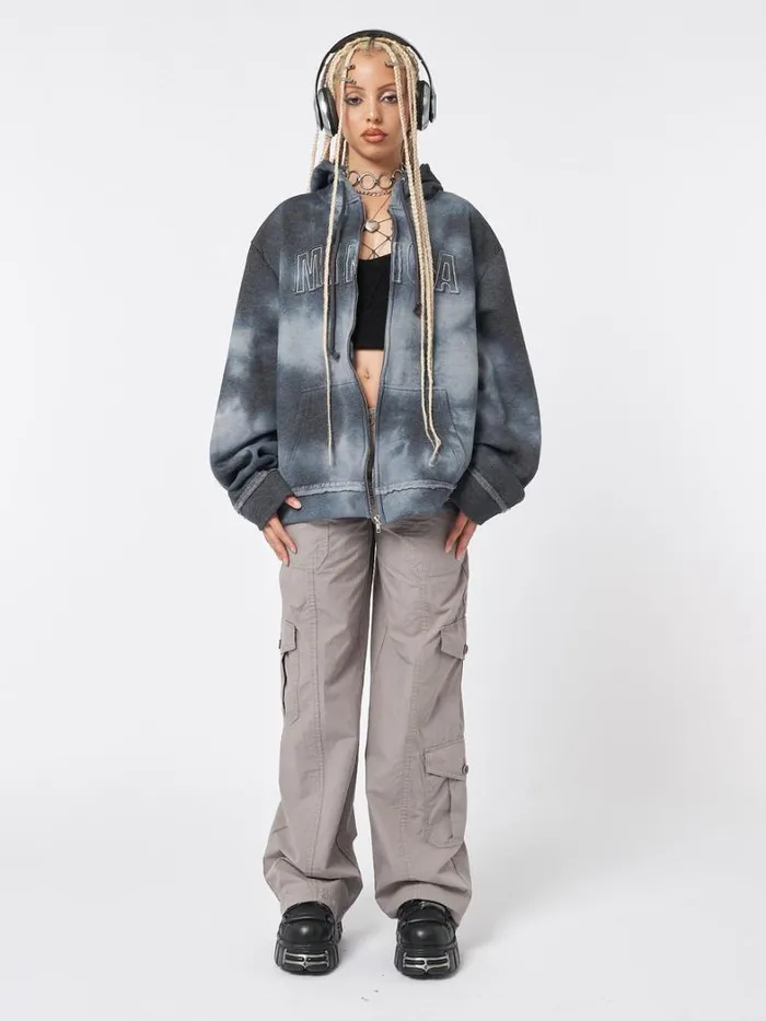Clothing Minga London Jackets Minga Tie Dye Oversized Zip Up Hoodie