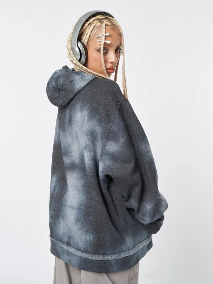 Clothing Minga London Jackets Minga Tie Dye Oversized Zip Up Hoodie