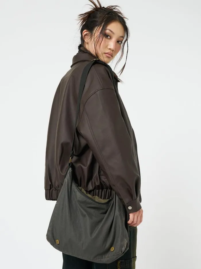 Clothing Minga London Jackets Nora Vegan Leather Bomber Jacket In Brown