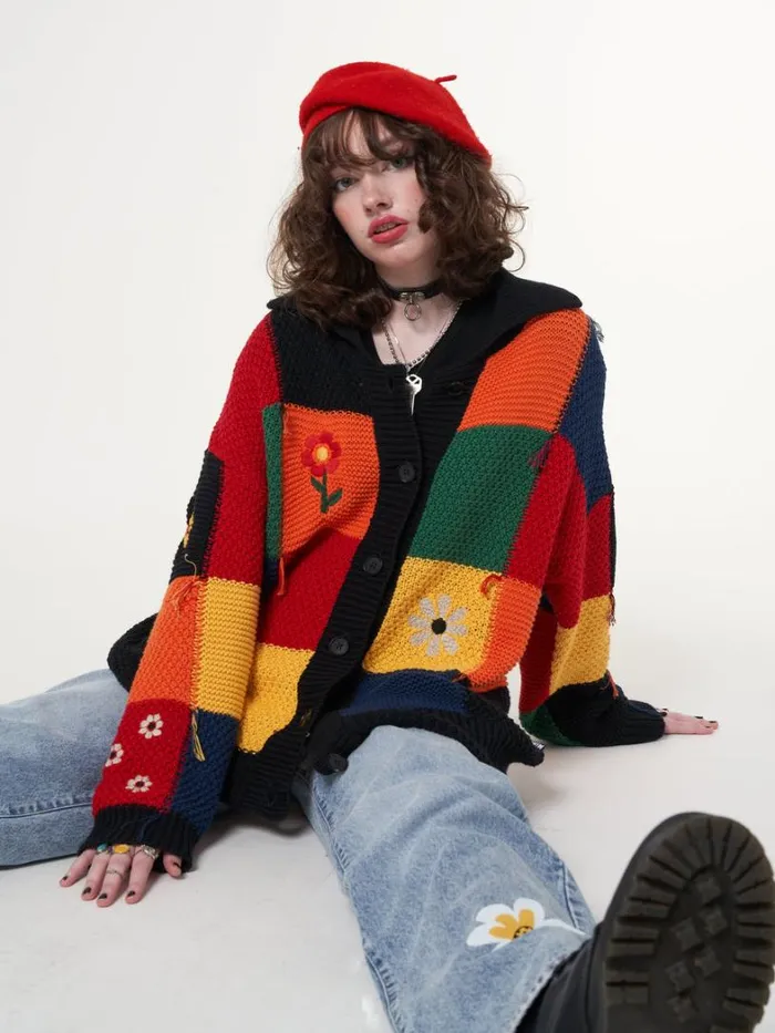 Clothing Minga London Jackets Rainbow Patchwork Cardigan