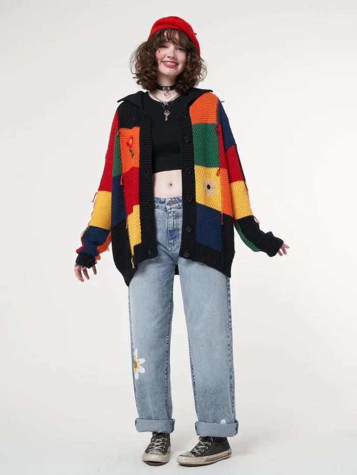 Clothing Minga London Jackets Rainbow Patchwork Cardigan