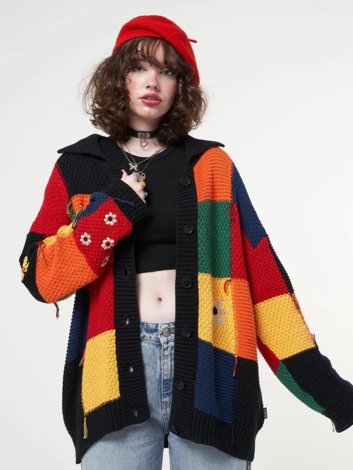 Clothing Minga London Jackets Rainbow Patchwork Cardigan