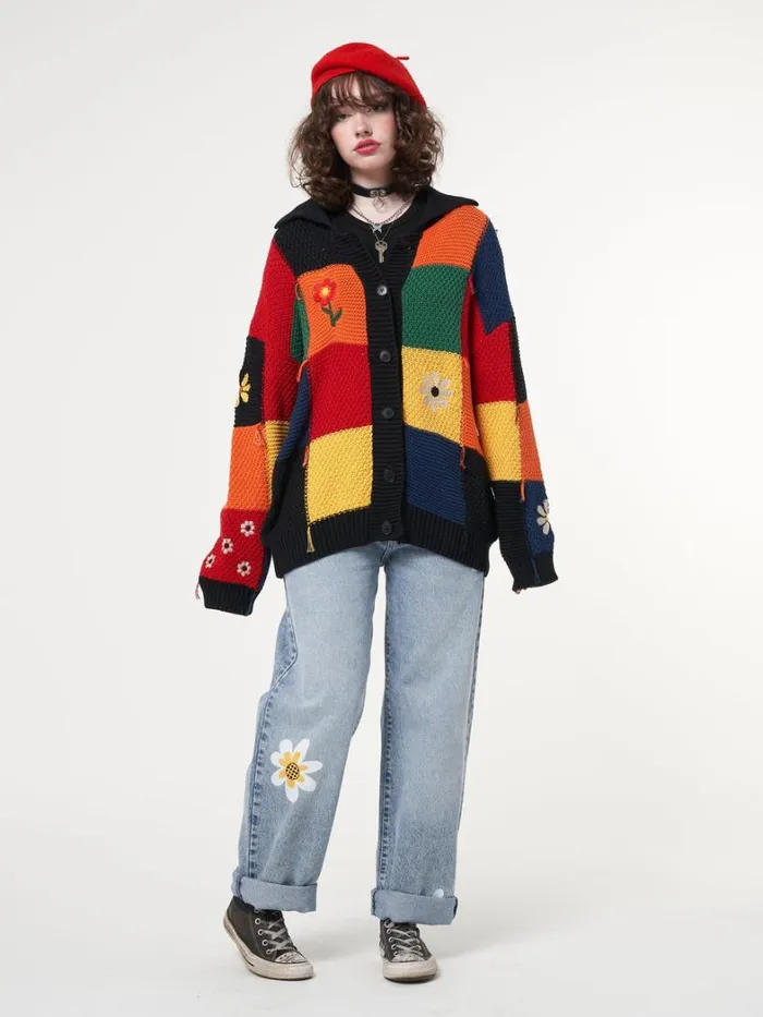 Clothing Minga London Jackets Rainbow Patchwork Cardigan