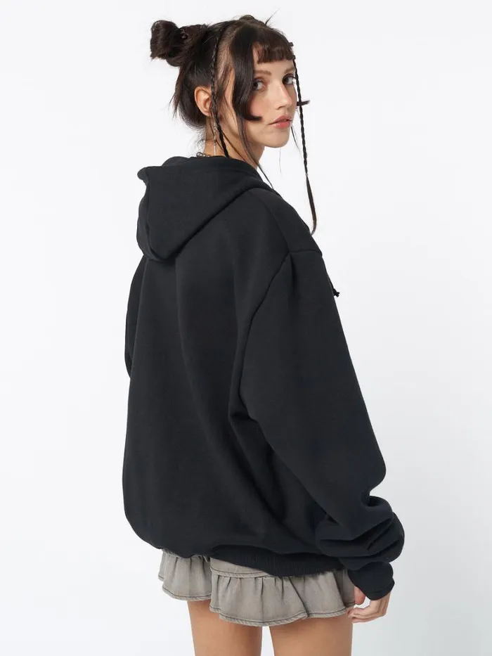 Clothing Minga London Jackets Skeleton Black Oversized Zip Up Hoodie